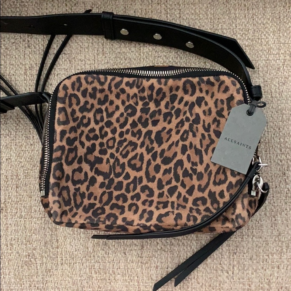 Allsaints Vincent Crossbody Purse - Leopard Suede